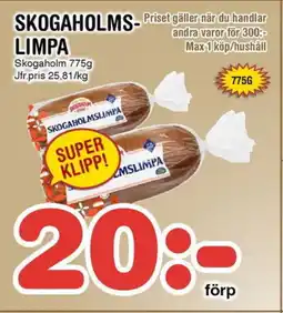 Nya Pulsen Skogaholmslimpa erbjuda