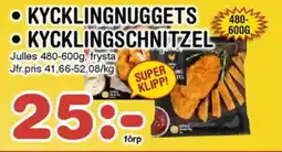 Nya Pulsen Julles Kycklingnuggets • kycklingschnitzel erbjuda