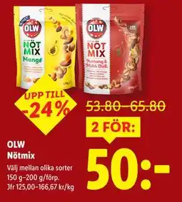 Lidl OLW Nötmix, SEK 50 erbjuda