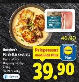 Lidl Butcher’s Färsk fläskkotlett, Pris i appen erbjuda