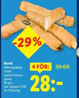 Lidl Burek, SEK 28 erbjuda