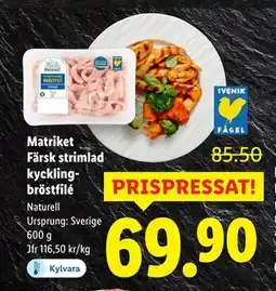 Lidl Matriket Färsk strimlad kycklingbröstfilé, SEK 69.9 erbjuda