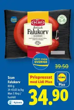 Lidl Scan Falukorv, Pris i appen erbjuda
