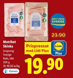 Lidl Matriket Skinka, Pris i appen erbjuda