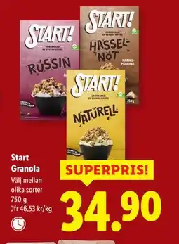 Lidl Start Granola, SEK 34.9 erbjuda