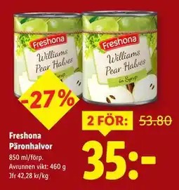 Lidl Freshona Päronhalvor, SEK 35 erbjuda