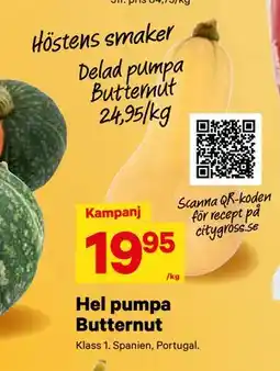 City Gross Hel pumpa Butternut, SEK 19.95 erbjuda