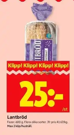 ICA Kvantum Fazer Lantbröd erbjuda