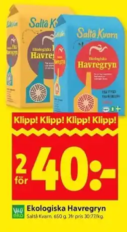 ICA Kvantum Saltå Kvarn Ekologiska Havregryn erbjuda