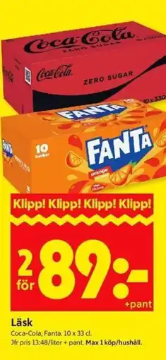ICA Kvantum Coca-Cola, Fanta Läsk erbjuda