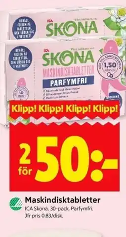 ICA Kvantum ICA Skona Maskindisktabletter erbjuda