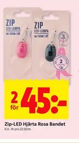 ICA Kvantum ICA Zip-LED Hjärta Rosa Bandet erbjuda