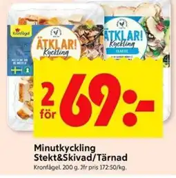 ICA Kvantum Kronfågel Minutkyckling Stekt&Skivad/Tärnad erbjuda