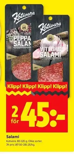 ICA Kvantum Kotivara Salami erbjuda