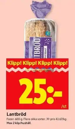 ICA Kvantum Fazer Lantbröd erbjuda