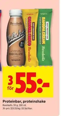 ICA Kvantum Barebells Proteinbar, proteinshake erbjuda