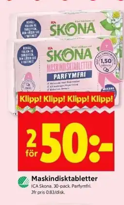 ICA Kvantum ICA Skona Maskindisktabletter erbjuda