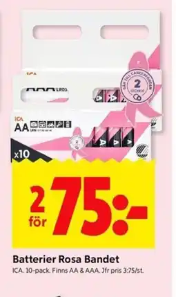 ICA Kvantum ICA Batterier Rosa Bandet erbjuda