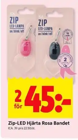 ICA Kvantum ICA Zip-LED Hjärta Rosa Bandet erbjuda