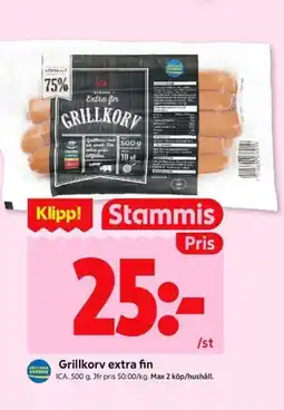 ICA Kvantum ICA Grillkorv extra fin erbjuda
