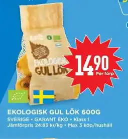Willys EKOLGISK GUL LÖK 600G erbjuda