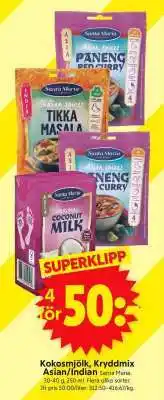 ICA Supermarket Kokosmjölk, Kryddmix Asian/Indian Santa Maria erbjuda