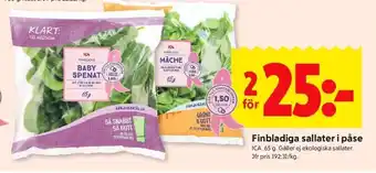 ICA Supermarket Finbladiga sallater i påse erbjuda