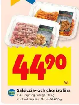 ICA Supermarket Salsiccia- och chorizofärs erbjuda