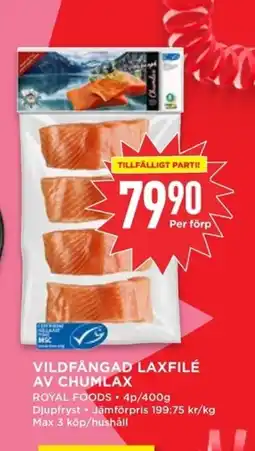Willys Royal Foods Vildfångad laxfilé av chumlax erbjuda