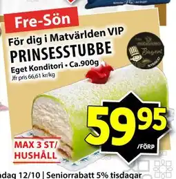Matvärlden Tensta PRINSESSTUBBE, Medlemspris erbjuda