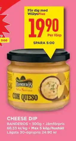 Willys CHEESE DIP, Medlemspris erbjuda