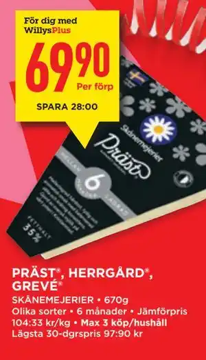 Willys PRÄST , HERRGÅRD , GREVÉ , Medlemspris erbjuda