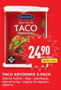 Willys TACO KRYDDMIX 3-PACK, SEK 24.9 erbjuda