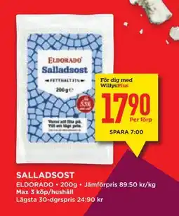Willys Hemma SALLADSOST, Medlemspris erbjuda