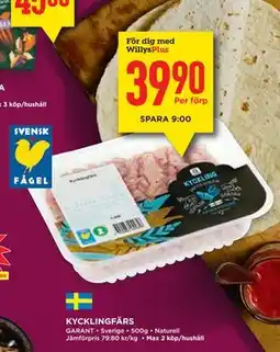 Willys Hemma KYCKLINGFÄRS, Medlemspris erbjuda