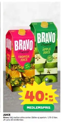 Coop Daglivs JUICE, Medlemspris erbjuda