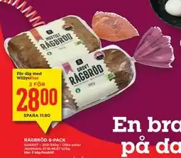 Willys Hemma RÅGBRÖD 6-PACK, Medlemspris erbjuda