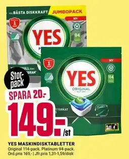 ÖoB YES MASKINDISKTABLETTER, SEK 149 erbjuda