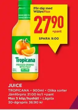 Willys TROPICANA Juice erbjuda