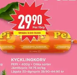 Willys PEPI kycklingkorv erbjuda