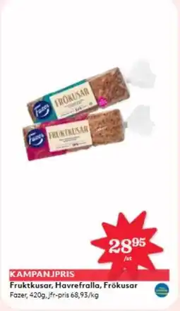 Hemköp FAZER Fruktkusar, Havrefralla, Frōkusar erbjuda