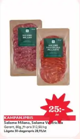 Hemköp Garant Salame Milano, Salame Ventricina erbjuda