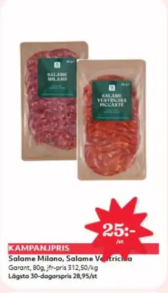 Hemköp Garant Salame Milano, Salame Ventricina erbjuda
