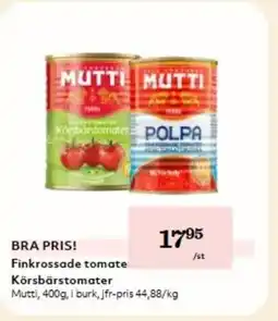 Hemköp Mutti Finkrossade tomater Körsbärstomater erbjuda