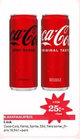 Hemköp Coca-Cola, Fanta, Sprite Läsk erbjuda