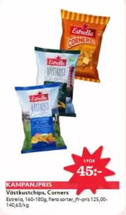 Hemköp Estrella Västkustchips, Corners erbjuda