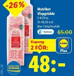 Lidl Matriket Vispgrädde erbjuda