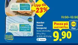 Lidl Matriket Svensk leverpastej erbjuda