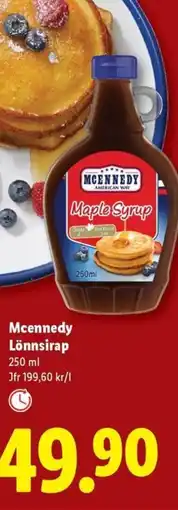 Lidl MCENNEDY Lönnsirap 250 ml erbjuda