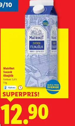 Lidl Matriket Svensk filmjölk erbjuda